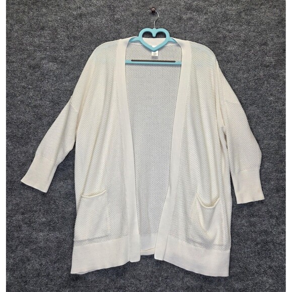 GapBody Sweater Womens Medium White Open Front Cardigan Lightweight Knit Pockets - Picture 1 of 10